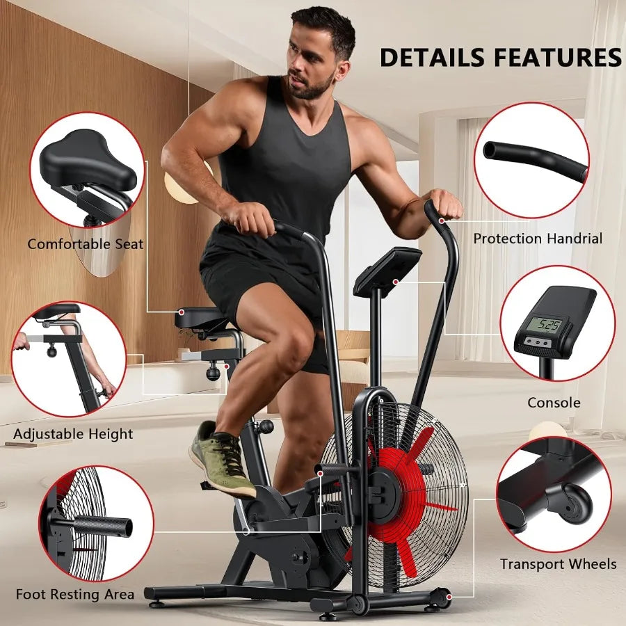 Air Resistance Exercise Bike with Dual Handles
