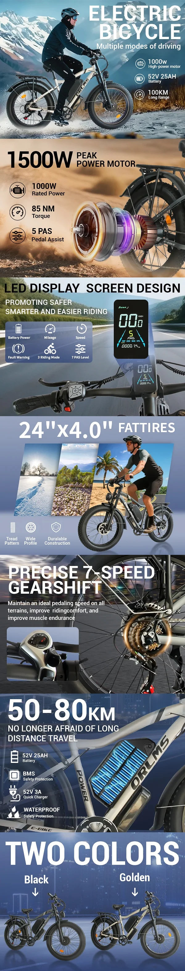 US MX500 Dual 2000W Fat Tire Mountain E-Bike