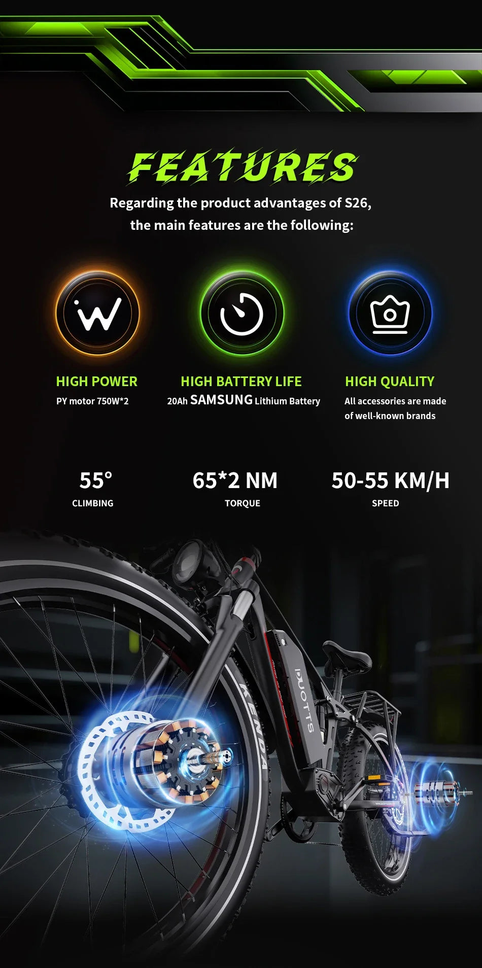 DUOTTS S26 Dual-Motor E-Mountain Bike