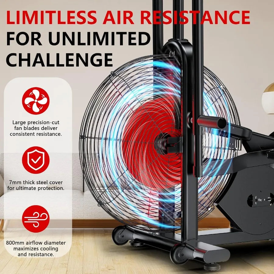 Air Resistance Exercise Bike with Dual Handles