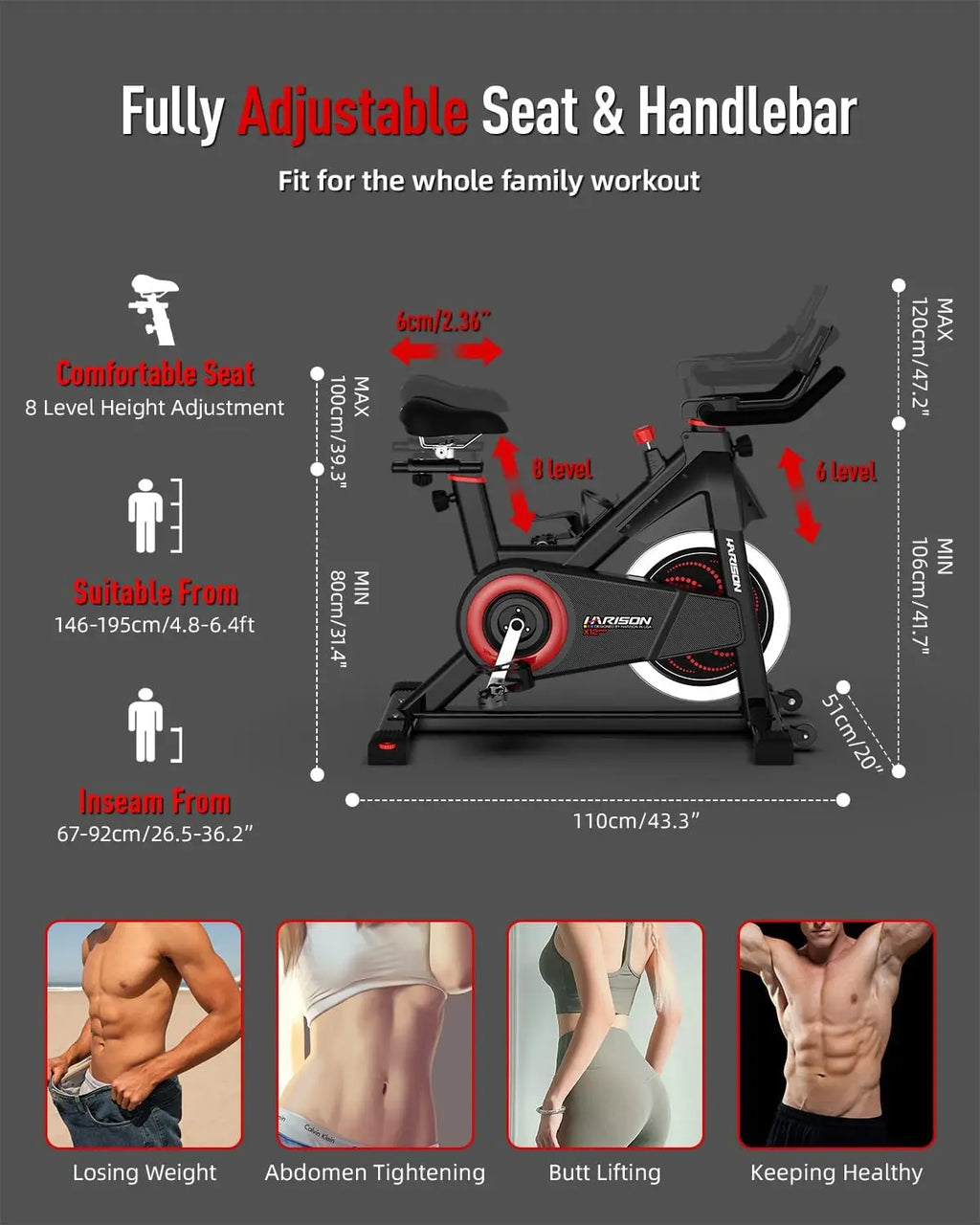 Spin Bike Bluetooth & 350LB Capacity